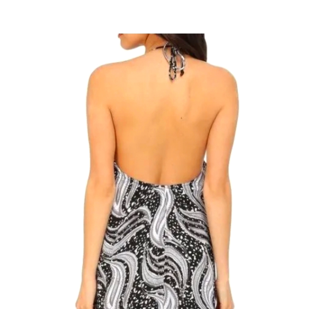NWT☆ VOLCOM BANK ROLL HALTER TOP HANDKERCHIEF HEM MAXI DRESS L LARGE - Picture 3 of 6